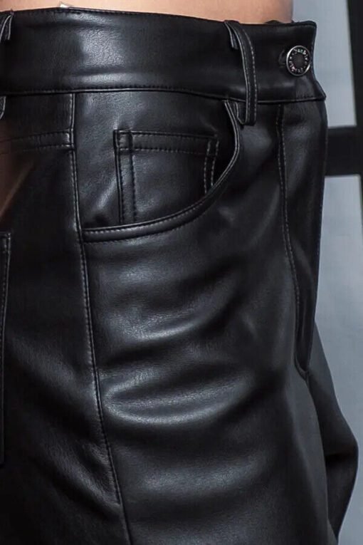 Women's Lambskin Leather Black Pants