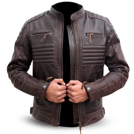 Stylish brown leather jacket