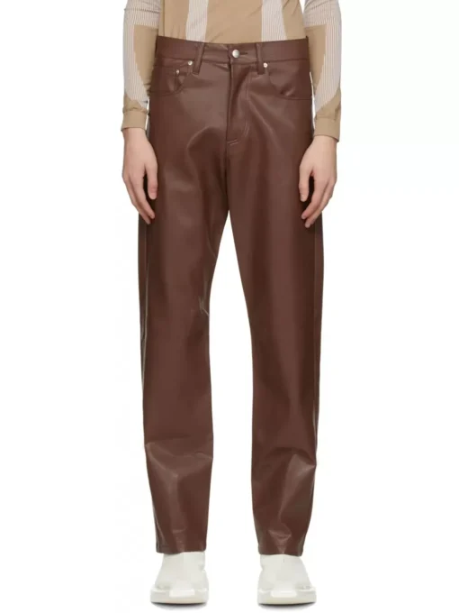 brown leather trouser pent