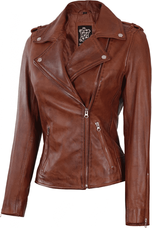 Casual wear Brown leather Jacket for women