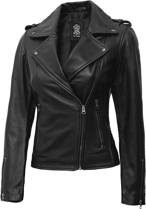 Casual wear Black leather Jacket for women