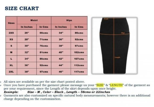 Skirts Measurement Guide