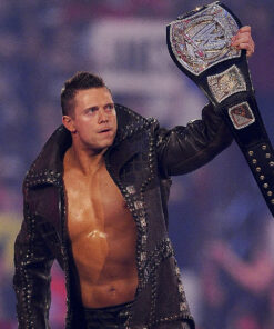 THE MIZ WWE STUDDED LEATHER COAT1