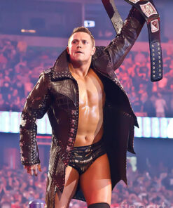 THE MIZ WWE STUDDED LEATHER COAT3