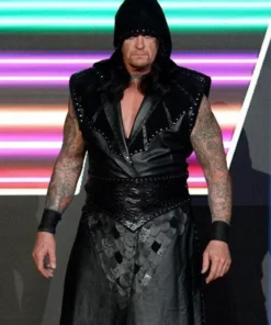 THE UNDERTAKER WWE RAW BLACK LEATHER VEST COAT