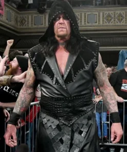 THE UNDERTAKER WWE RAW BLACK LEATHER VEST COAT