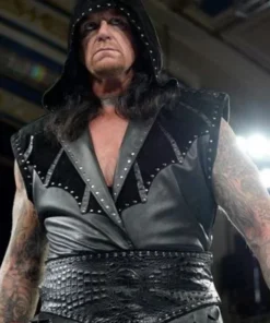 THE UNDERTAKER WWE RAW BLACK LEATHER VEST COAT