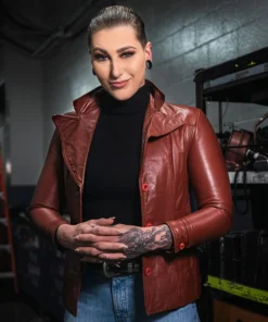 WWE Rhea Ripley Brown Leather Jacket