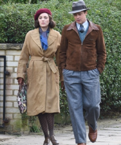 Marion Cotillard Allied Suede Woolen Coat