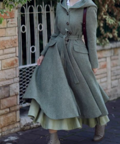 Designer Long Wool Coat with Hood